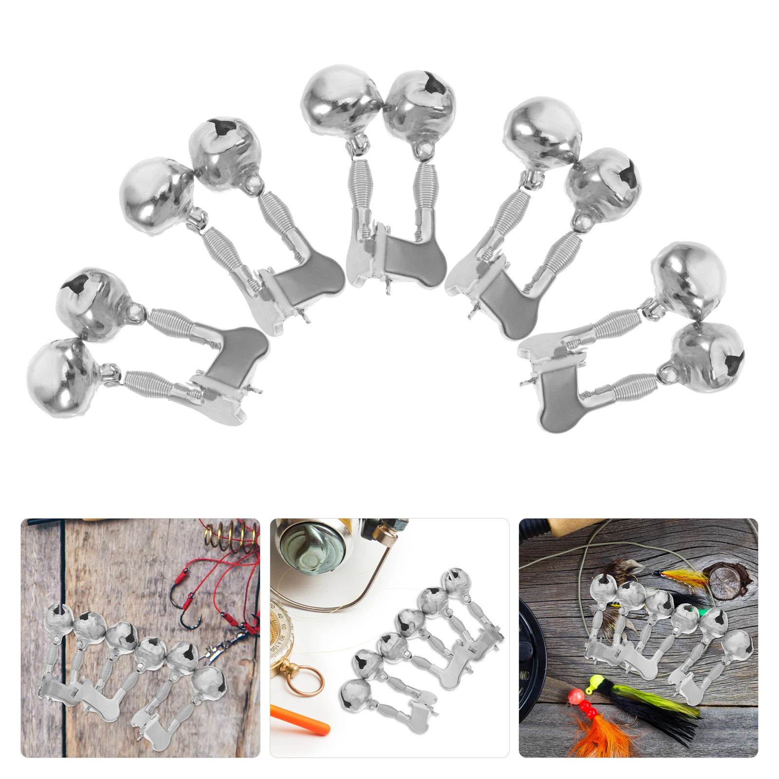 

10 PCS Fishing Induction Bell Bite Lure Alarm Bells Bait Stainless Steel Dual Alert