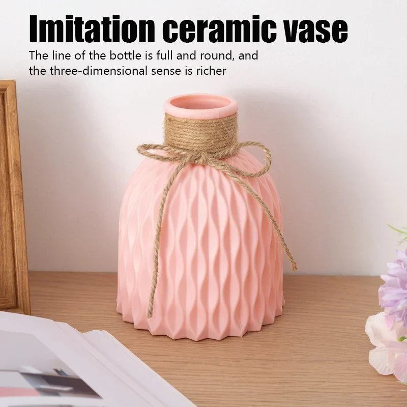 1PC Water Ripple Vase,Flower Pot Basket,Twine Plastic Vase,Small Fresh Flower Arrangement Vase,Scandinavian Home Decoration