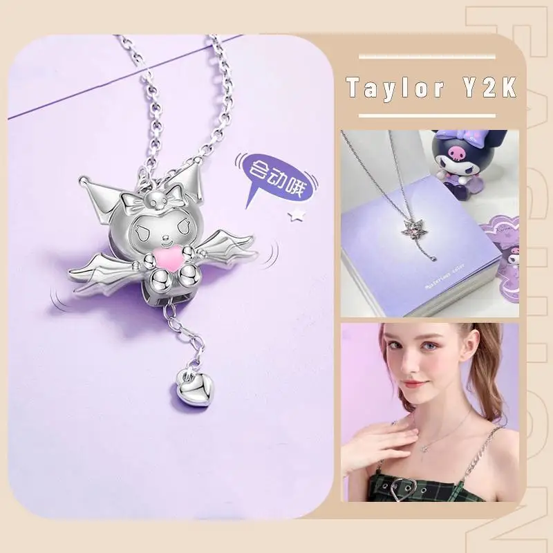 

Sanrio Kuromi Necklace Anime Cartoon Y2K Sweet Girl Cupid Heart Collar Necklace Fashion Exquisite Clavicle Chain Girlfriend Gift