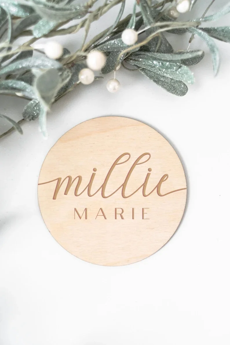 

Custom Engraved wood Baby Name Sign,Nursery decoration,personalised birth announcement plaque keepsake