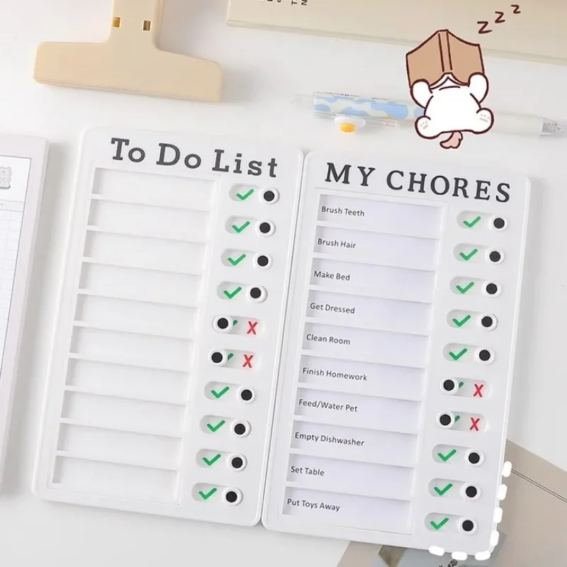 Reusable Daily Planner To Do List Adjustable Check List Board Plastic Board Chore Chart Kid Self-discipline Card School Supplies