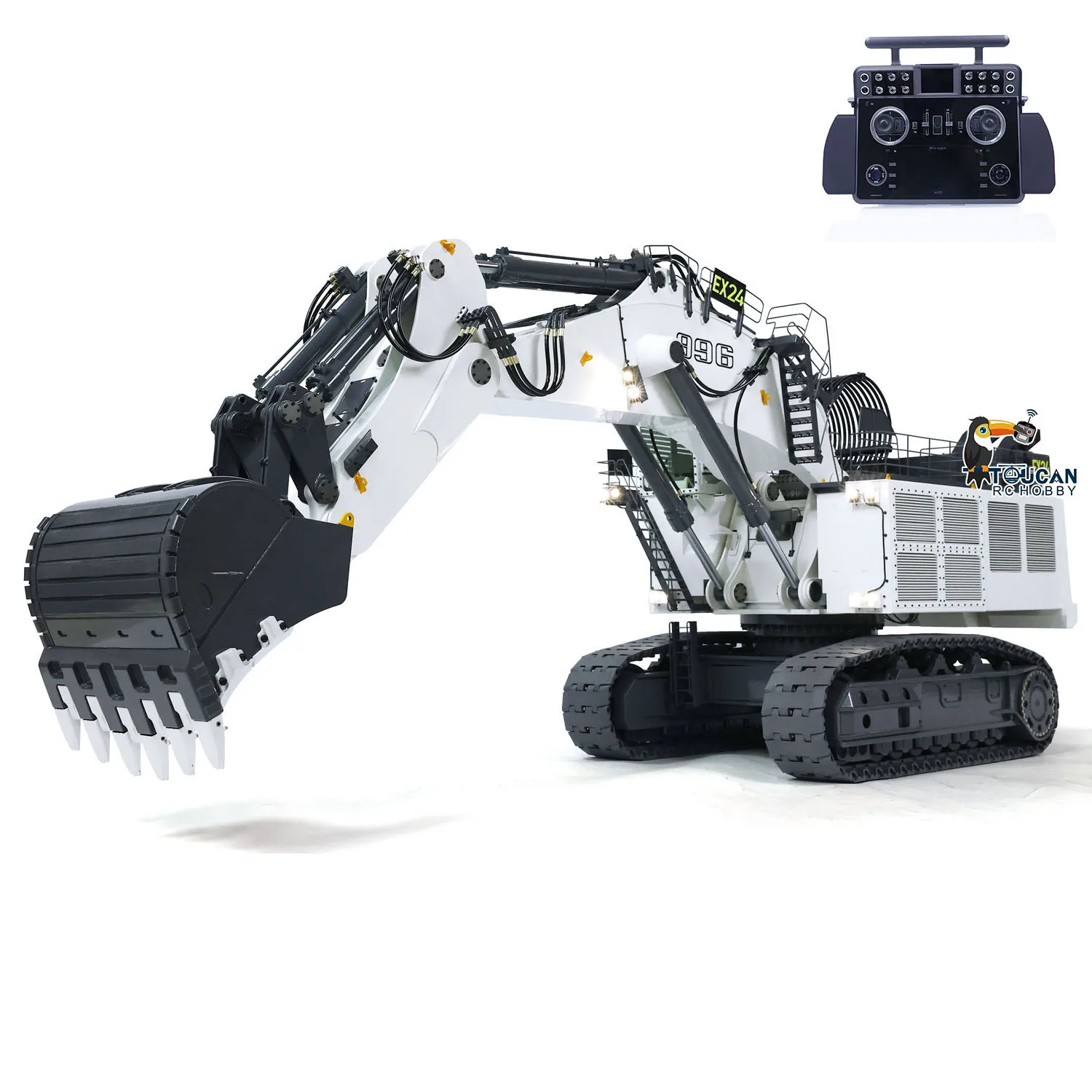 K996 1/20 Giant Mine RC Hydraulic Excavator High Simulation For Remote Controller Model Sound Light System Black Smoking