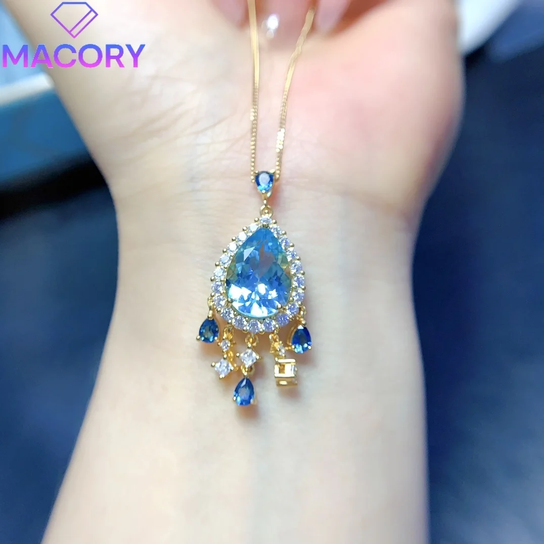 

Female natural topaz necklace 925 silver jewelry certification original free shipping sterling silver pendant female boutique.