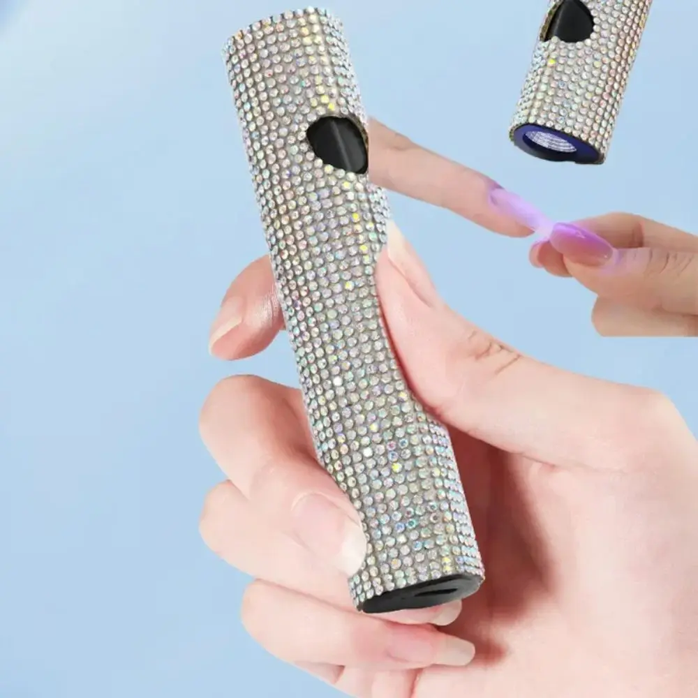 Luxury USB Nail Dryer Machine Shiny Hand-held UV LED Nail Lamp Rhinestones Efficient Curing Mini Flashlight Pen False Nail