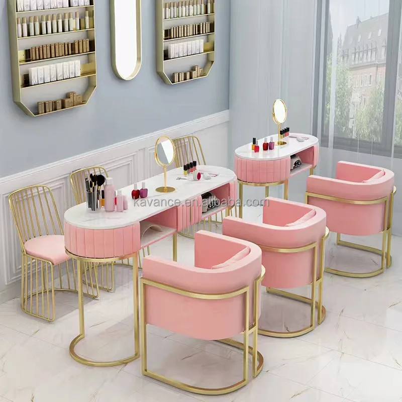Modern Pink Custom Colored Manicure Table For Salon Gel Manicures