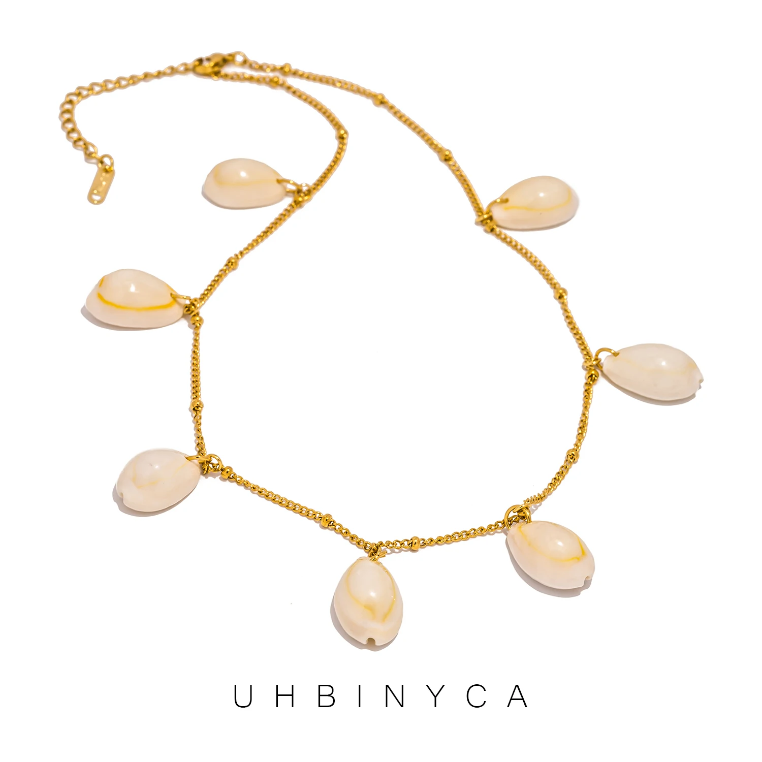 UHBINYCA Collar creativo con colgante de concha natural para mujer, joyería impermeable de acero inoxidable para vacaciones en la playa de verano