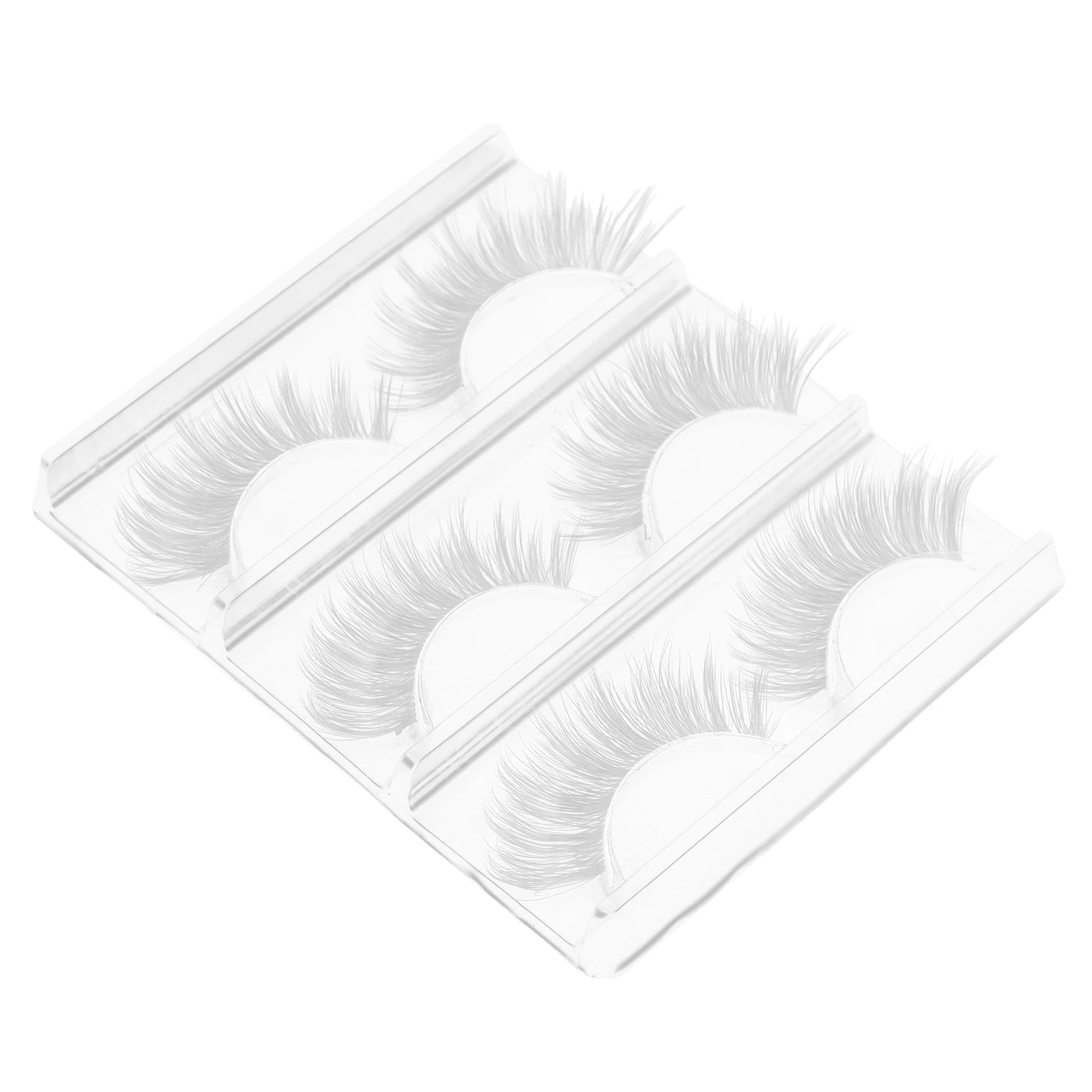 

3 Pairs White False Eyelashes Festival Stage Party Makeup Lashes Strip Halloween Bulk Reusable Artificial Fiber Durable