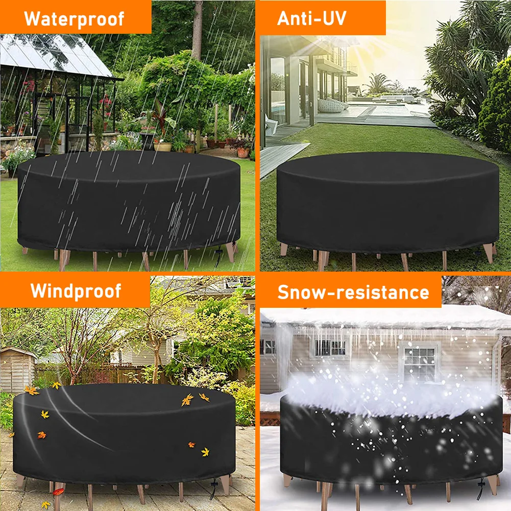 Outdoor Round Table Chair Set Cover Garden Furniture Waterproof Oxford 420D Wicker Sofa Protection Patio Rain Snow Dust Covers