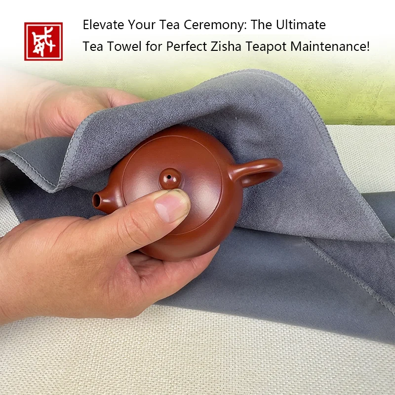 Premium Tea Towel for Zisha Teapot Care, High Absorbent Tea Ceremony Cleaning Cloth, 30x30/30x40cm Chinese Tea Accessory, Random
