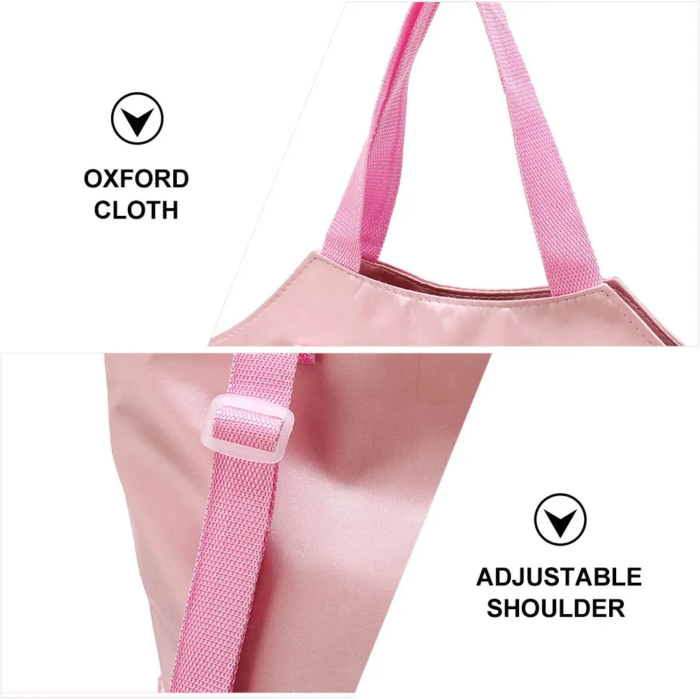 1Pcs Pink Ballet Backpack Adjustable Straps with Lace Design Metal Zipper Versatile Handbag for Dance Label for Name Phone