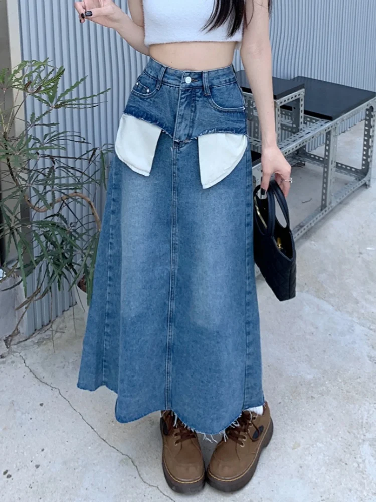 

Vintage Mid-Length Trumpet Mermaid Skirt Women's New Autumn Winter Denim Skirt Ladies Slim High Waist A-line Skirt