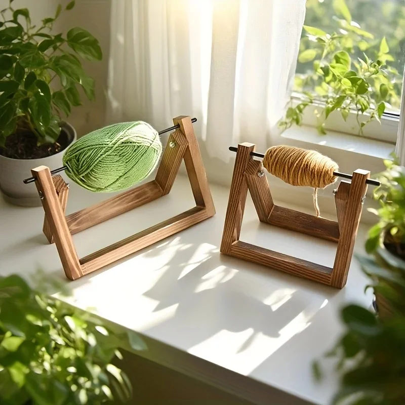 Desktop Rotating Solid Wood Yarn Holder, Yarn Ball Storage Rack, Hand Knitting Creative Yarn Winder Craft Tool