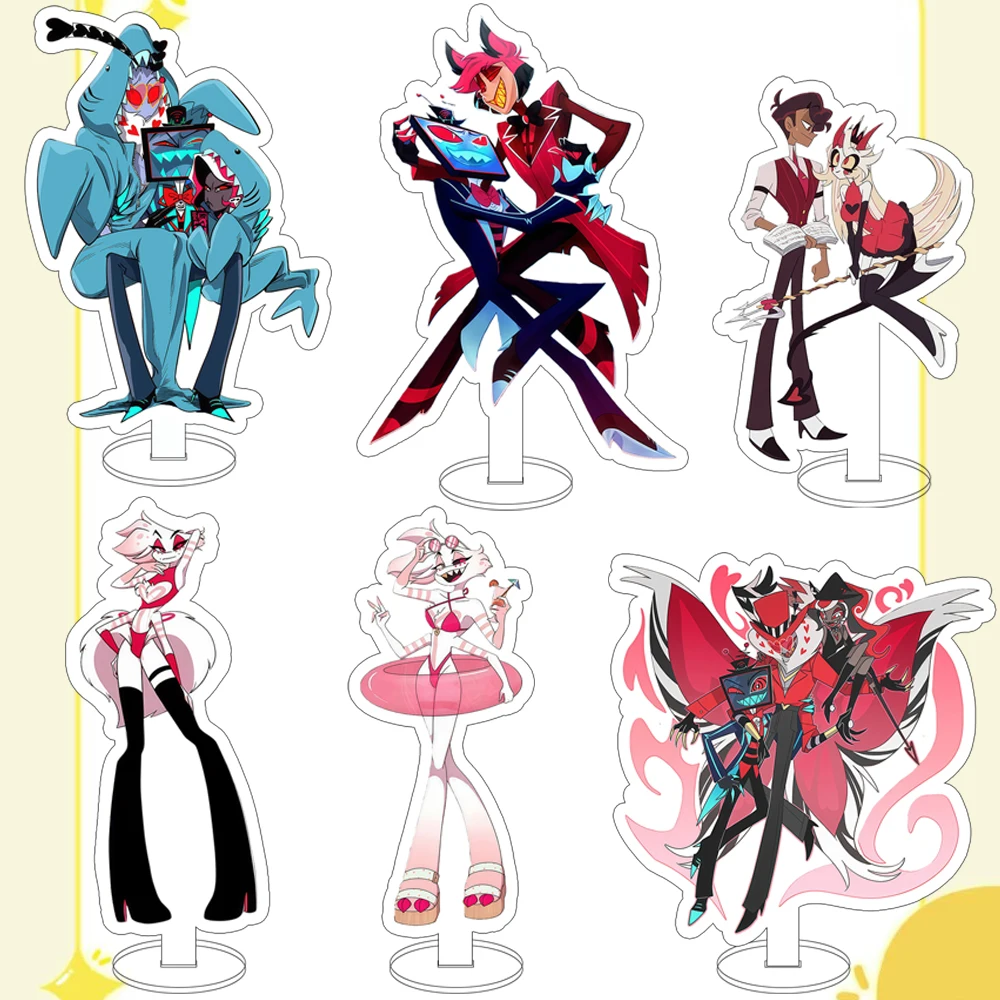 Für Hazbin Hotel Vox Valentino Samt Alastor Engel Staub 15 cm Acryl Ständer Anime Cartoon Nette Desktop Ornament Festival Geschenk