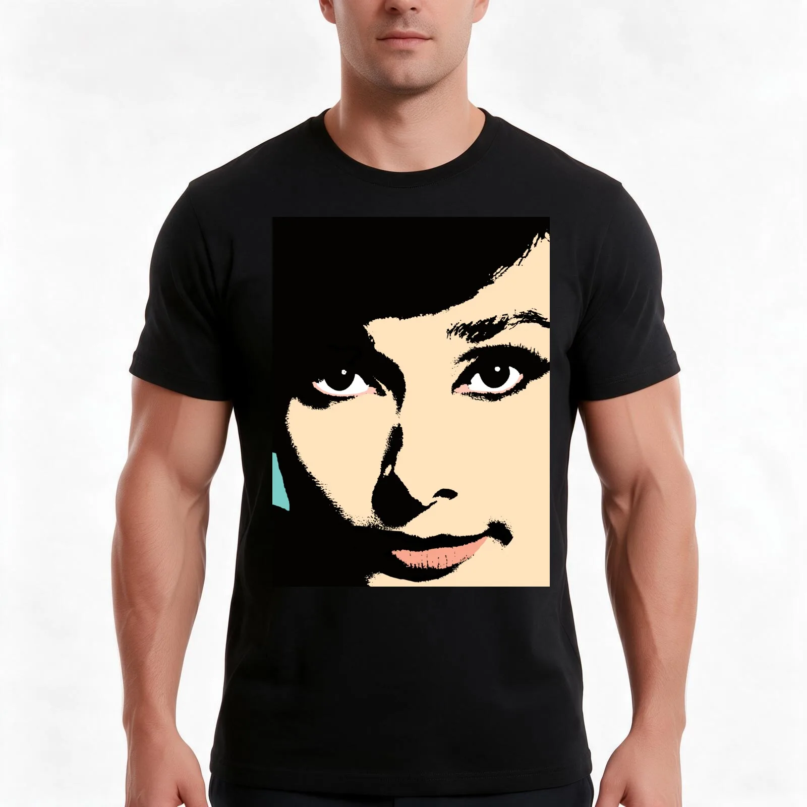 Audrey Hepburn T-Shirt, Summer Casual Cotton Tee, Oversized Streetwear Tops, Vintage Graphic Print, Loose Fit Short Sleeve
