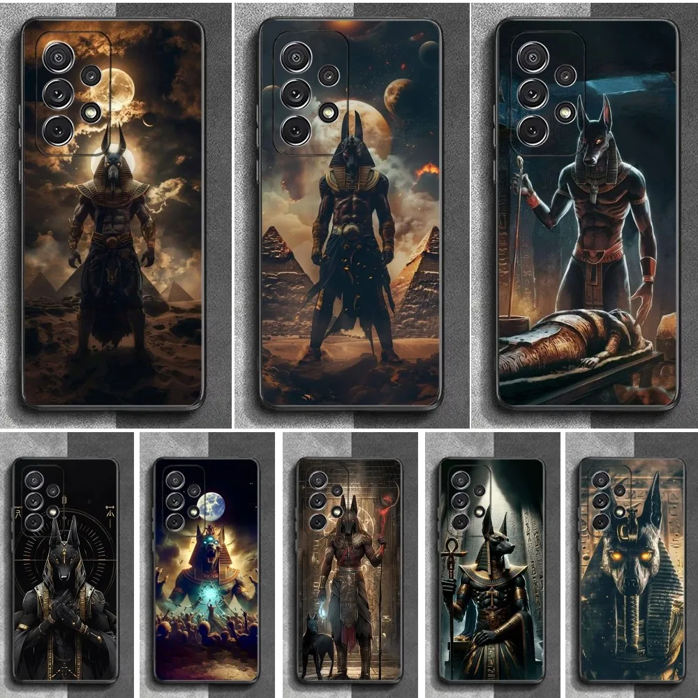 Ancient Egyptian God Anubis Phone Case For Samsung S24,23,22,30,21,10,9,Ultra,Plus,Lite,FE,Soft Silicone Black Cover