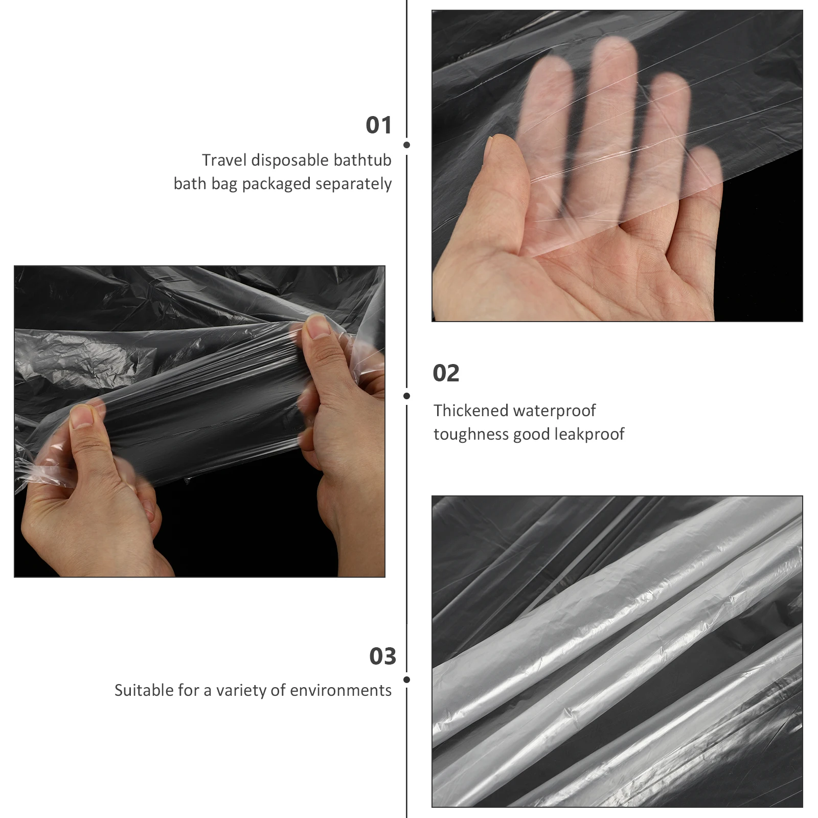 10 قطع من غطاء حوض الاستحمام العملي للاستعمال مرة واحدة، تصميم سميك لصالونات الفنادق المنزلية، ملحقات حقيبة حمام مريحة #4