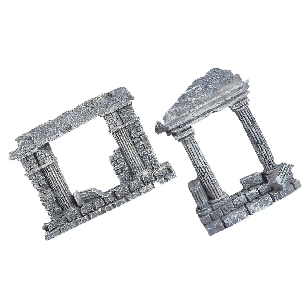

2 Pcs Fish Tank Landscaping Ornaments Resin Aquarium Roman Column Landscape Decor Adornment Bowl Shelter Decorations Hideout