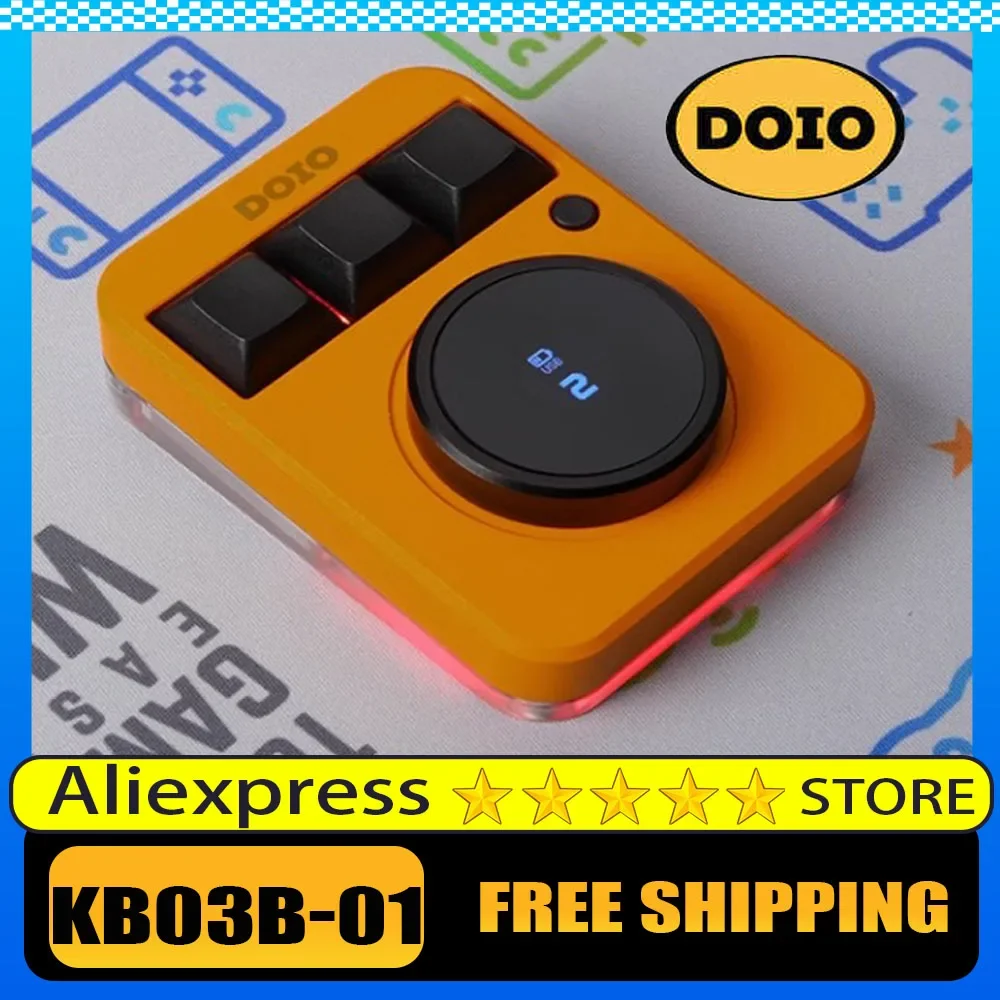 DOIO KB03B-01 Mechanical Keyboard 3 Keys Designer OLED Screen Customize Knob Hot Swap Wireless Mini Keyboard Rgb QMK VIA Office