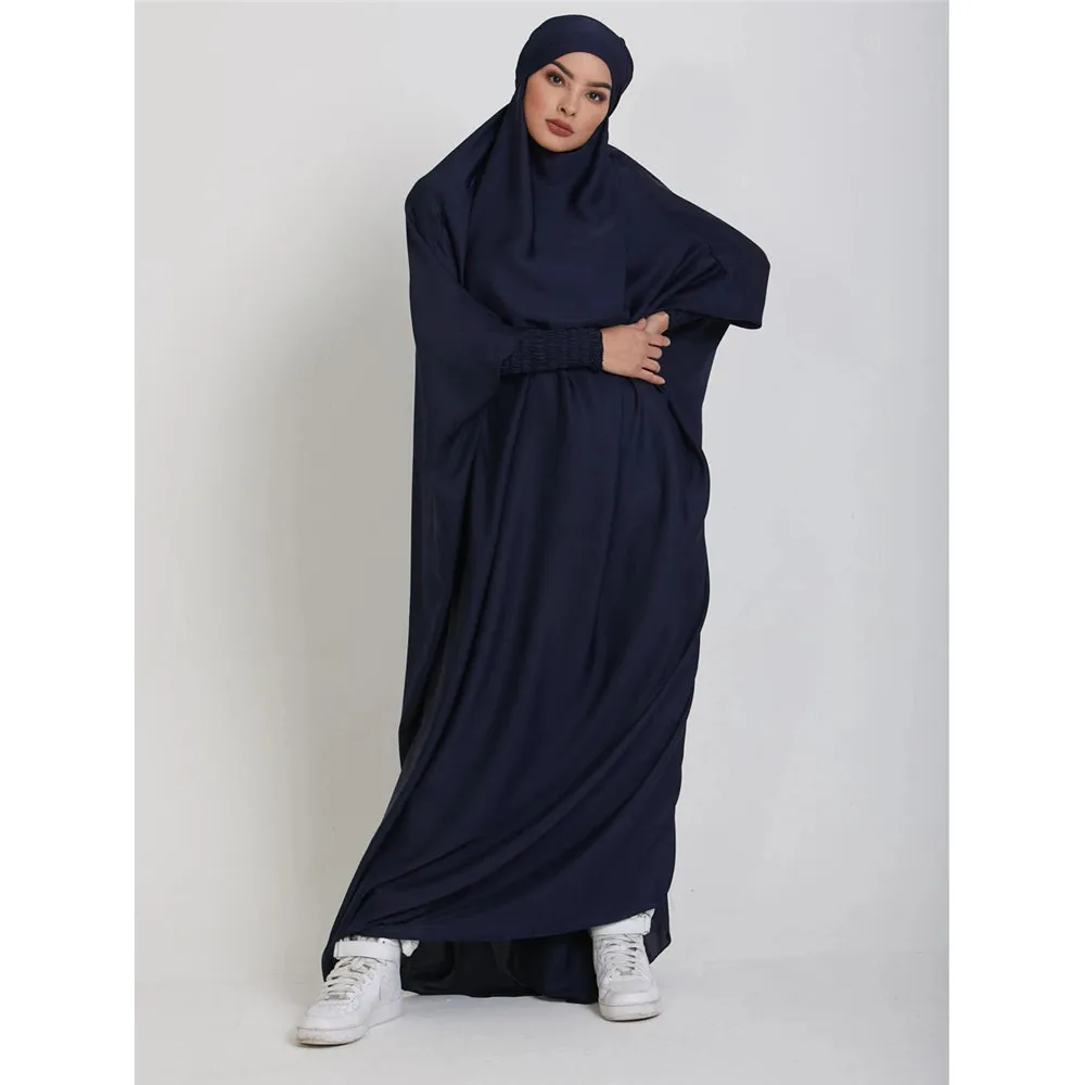 Indumento da preghiera con cappuccio da donna One Piece Ramadan Eid Abbigliamento islamico Abaya sopra la testa Abito arabo Abito maxi allentato Caftano Abito caftano