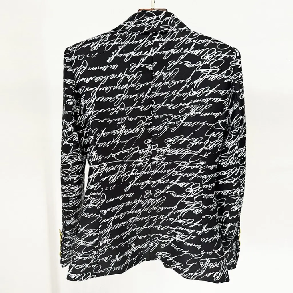 

Star Fashion Double-breasted Slim-fit Suit Jacket English Alphabet Print Early Spring Series Women's Fashion Outerwear