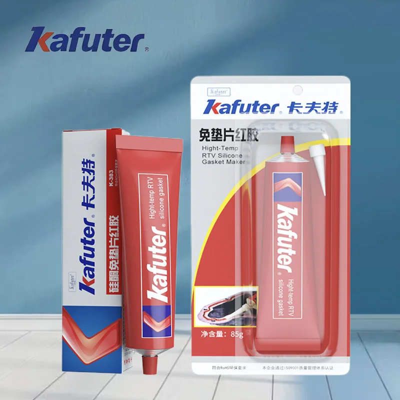 kafuter K-383 Gasket-free Oil-resistant Flat Silicone Rubber Red Rubber Temperature-resistant Maintenance Sealant Adhesive 85g