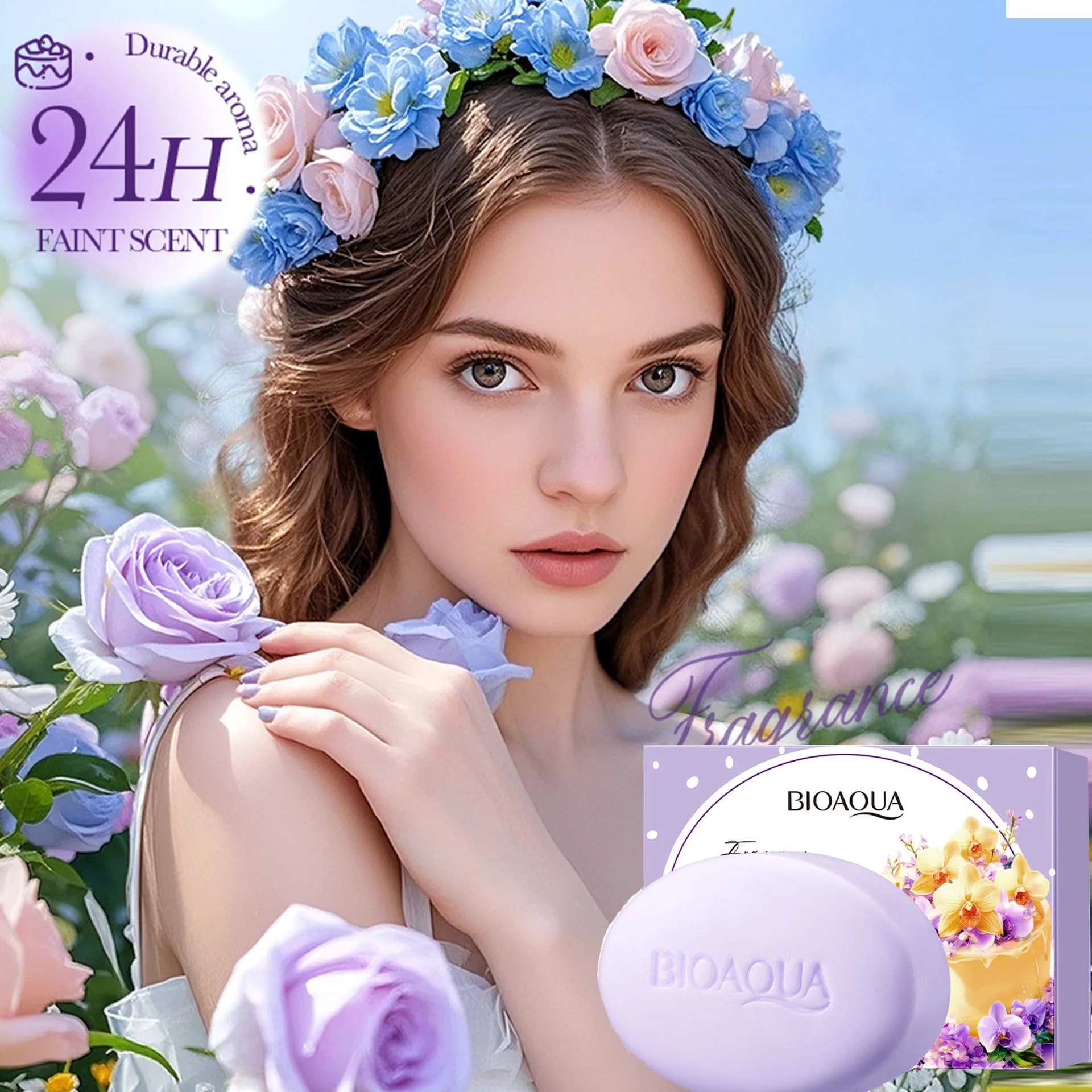 BIOAOUA Vanilla Ice Cream Moisturizing Cleansing Soap Cleansing Dirt Exfoliating Long-lasting Fragrance Handmade Soap Skincare