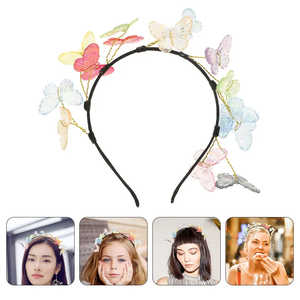 

2Pcs Butterfly Headpiece for Women Elegant 3D Butterflies Headband Secure Fit for Wedding Bride Party Costume Cosplay Spring