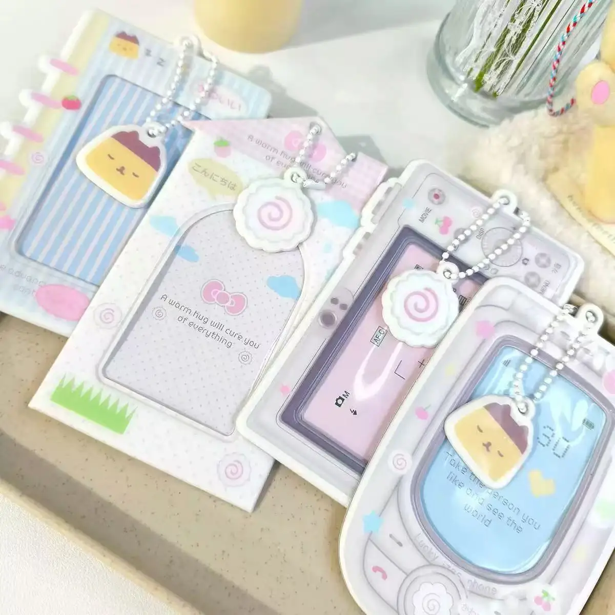 1-2pcs Cartoon CCD Kpop Photocard Holder Mobile Phone Shaped Idol Photocard Binder 3Inch Photo Storage Case Protection Cover