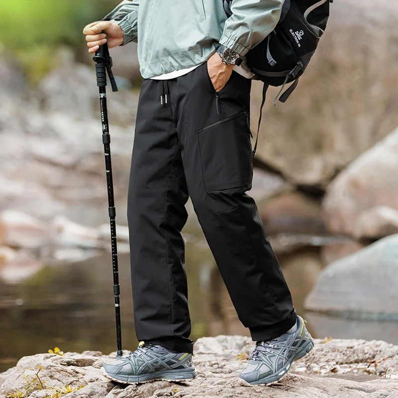 

Зимние пуховые брюки мужские 90% белые утепленные брюки на утином пуху зимние уличные водонепроницаемые ветрозащитные прямые термопуховые брюки