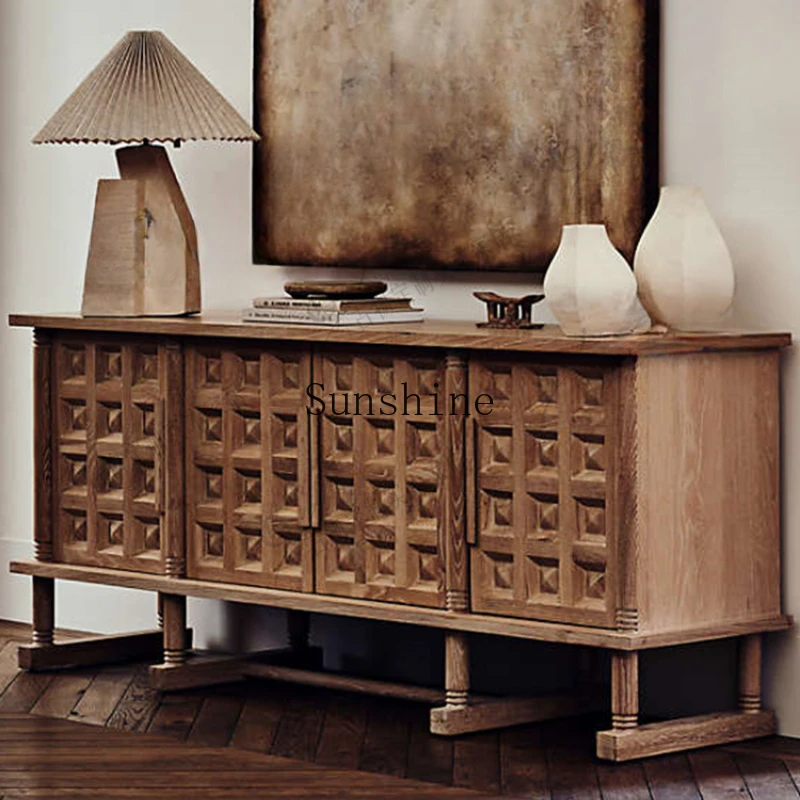 

Log color porch cabinet retro storage storage cabinet