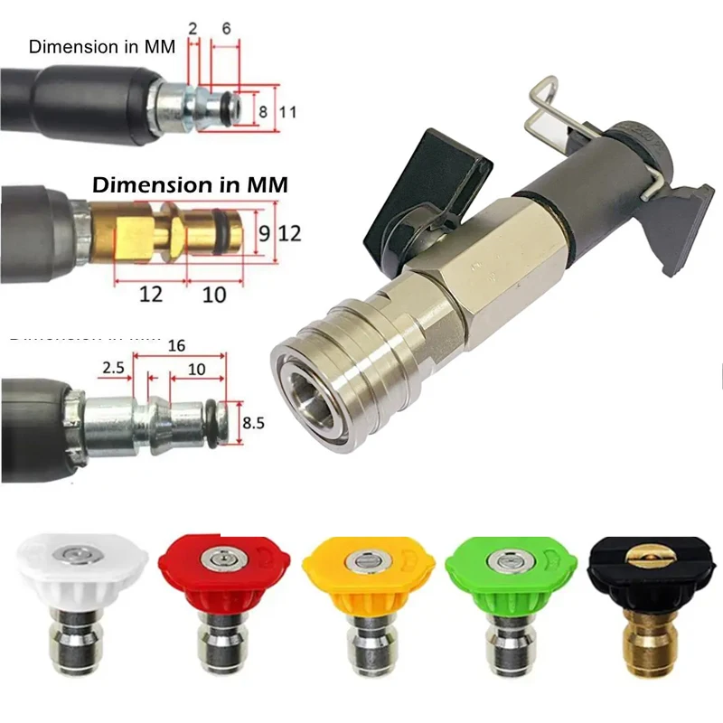 Kit de Válvula de Esfera de Alta Pressão com Conexão Rápida de 1/4 Polegada, Interruptor de Controle Liga/Desliga, Conexão Direta para Karcher, Lavor, Stihl, Nilfisk
