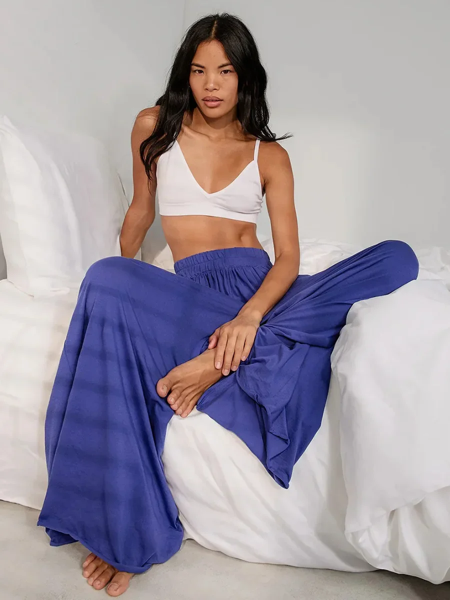 

Fmxires 2025 New Autumn New Loose Pants Women's Fashion Hanging Wide Leg Pants Solid Color Casual Trousers