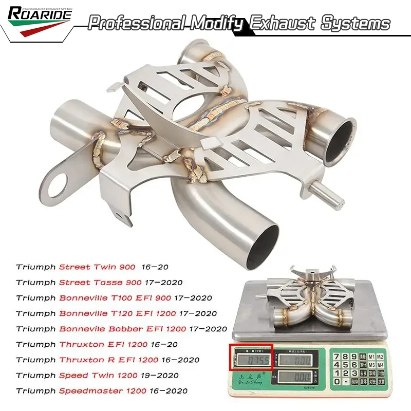 Exhasut Mid Pipe For Triumph Bonnevile T100 T120 Street Twin 900 Motorcycle Middle Connect Tube Stainless Steel