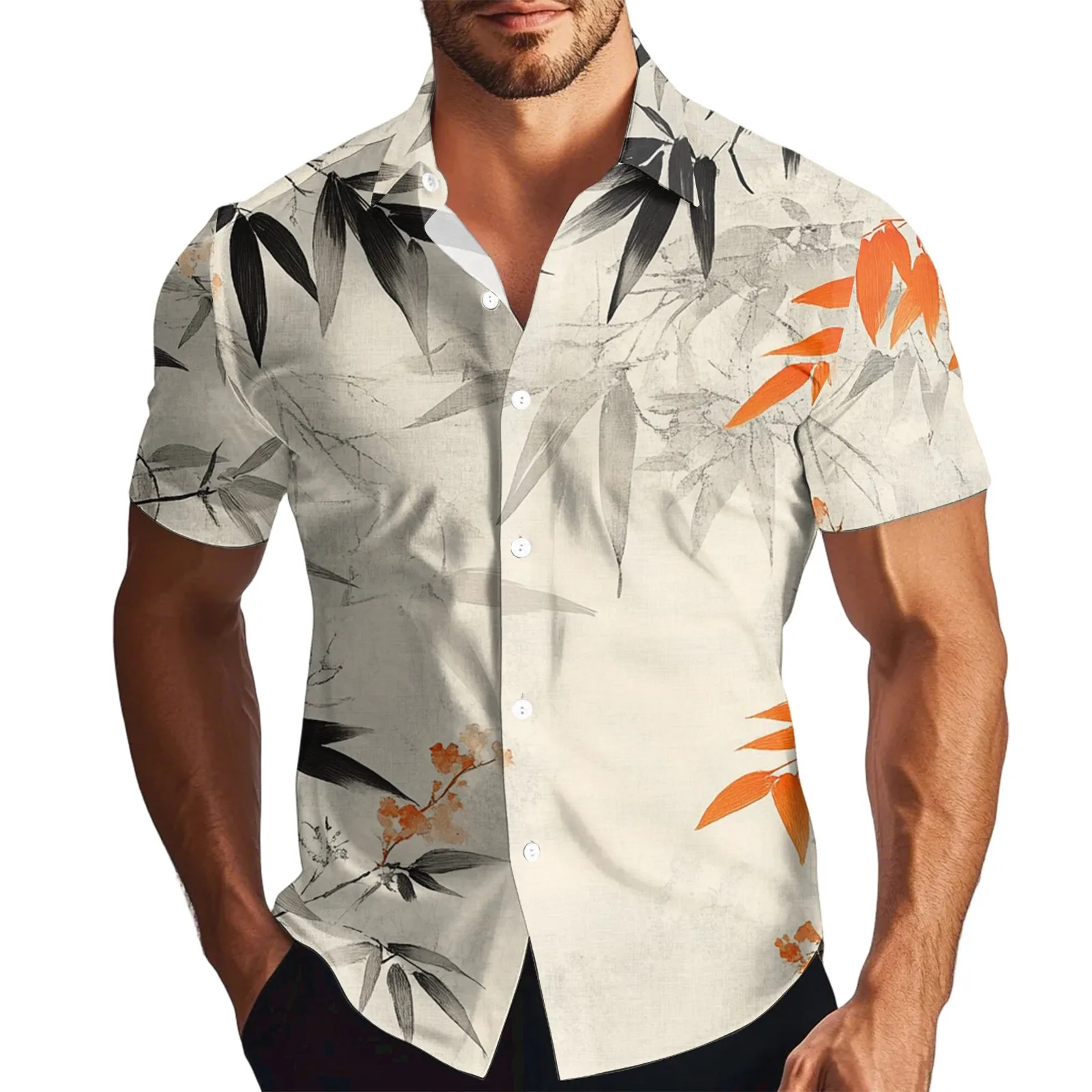 

Printed Man Clothes New Men'S Fashion Printed Satin Short Sleeve Shirt Top Button Short Sleeve Tee Lapel Fashion T Shirt For Man