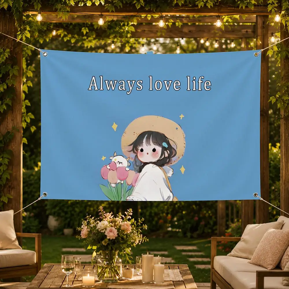 Positive Theme L-Love LifeS Flags Washable Fade-Resistant Flag HD Print Lightweight Durable Indoor/Outdoor