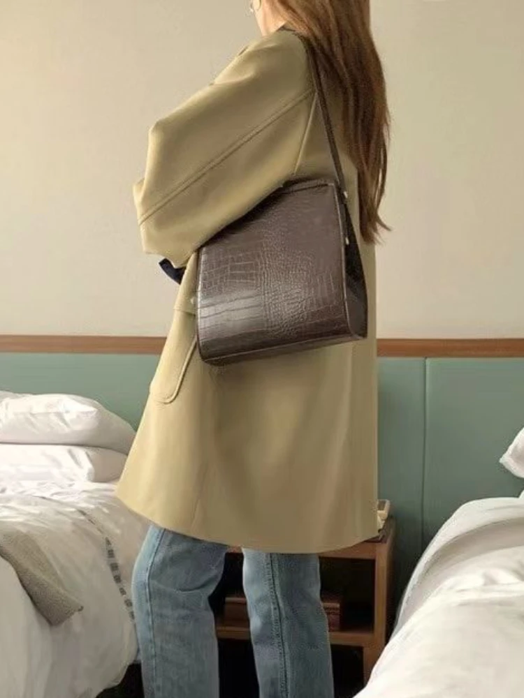 Trench Coats Women Baggy Khaki Preppy Aesthetics Windbreaker Fashion Kpop High Street Chaquetas Temper Elegant Gentle  Cozy