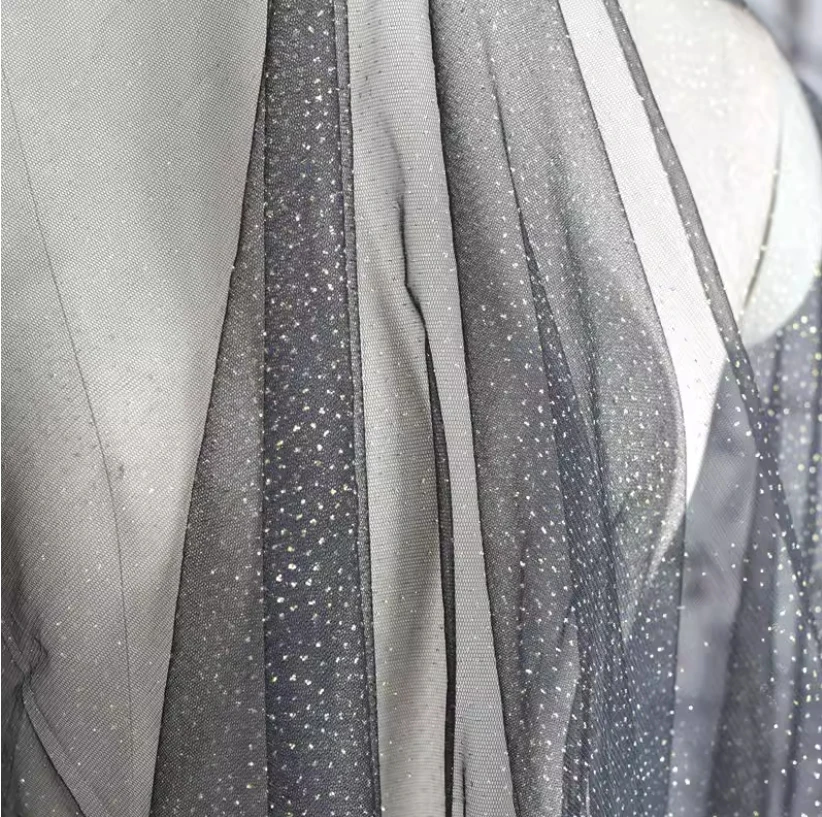 5 mt/los Glänzenden Feinen Pulver Tüll Stoff Silber Feinen Pulver Schleier Hochzeit Hintergrund Garn Tüll Stoff – Detail 9