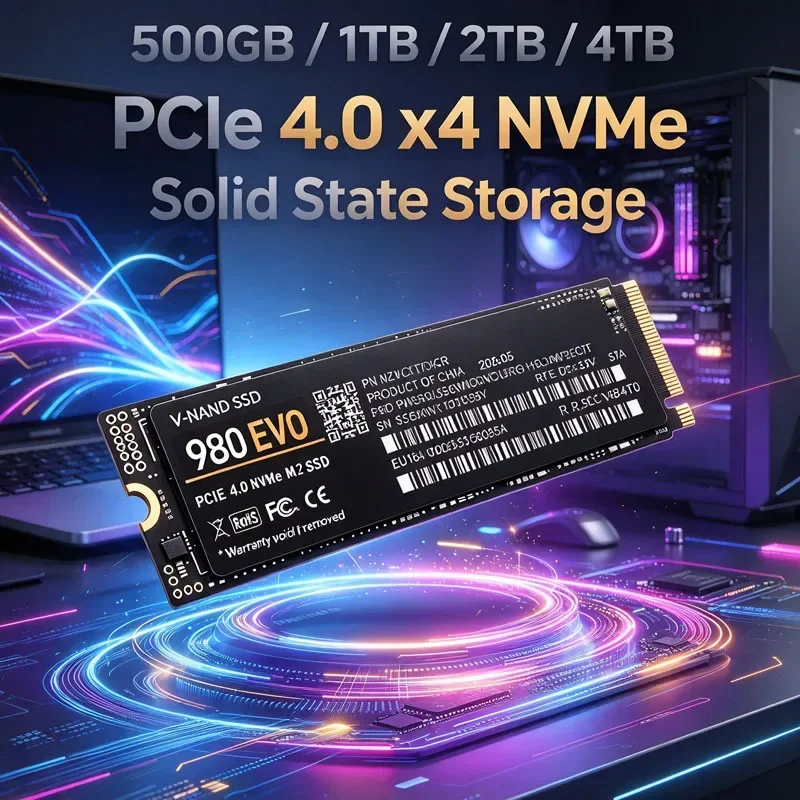 SSD NVMe M.2 2280 interno 980 EVO PCIe4.0 X4 7400MB/s TLC 3D NAND 500‑4TB Armazenamento de Estado Sólido para PS5, PC Gamer, Desktop e Laptop