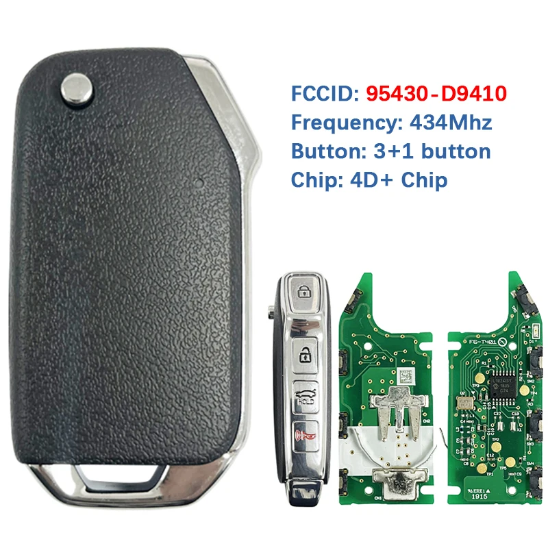 

CN051265 Aftermarket Flip Remote Key Fob 4D Chip 433Mhz FCC TQ8-RKE-4F42 95430-D9410 For KIA Sportage 2021-2022