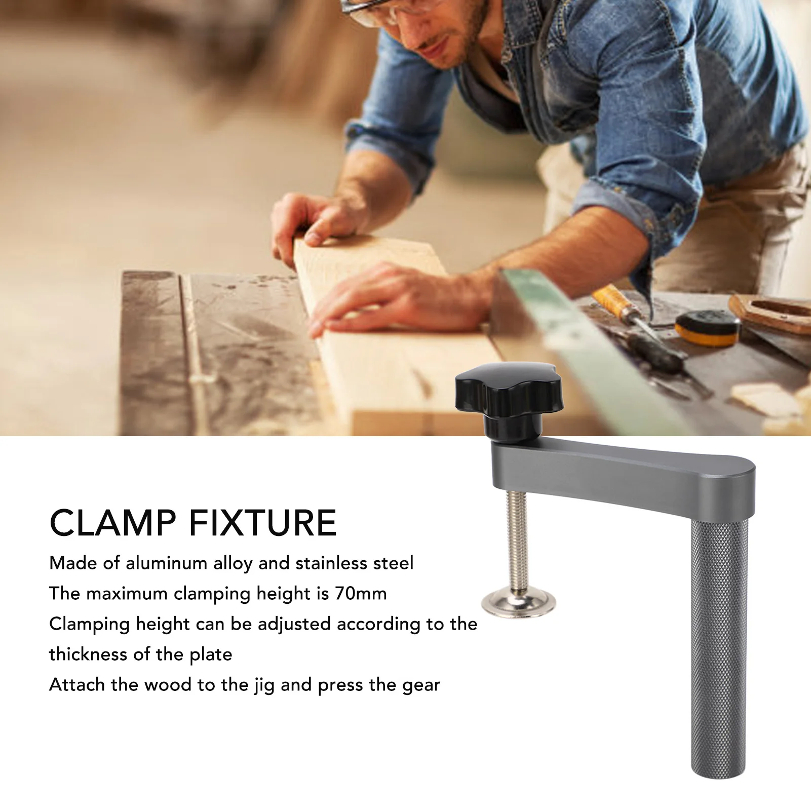 

Woodworking Desktop Clip Hold Down Clamp Quick Acting Manual Adjustable Tool Aluminum Alloy Stainless Steel for Woodwork Fixing