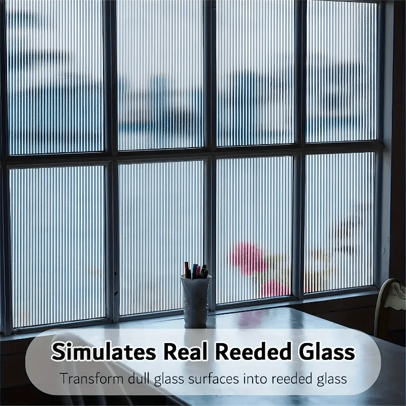 5mil Reddish Brown Vintage Privacy Window Film Static Cling Heat Control Frosted 3D Fluted No Glue for Bathroom Home Glass