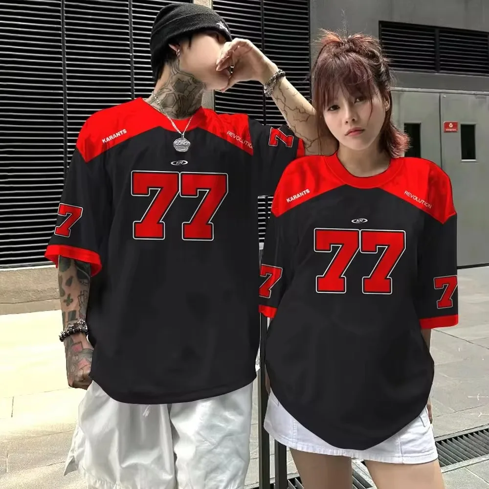 Men's comfortable jersey T-shirt, multi-colored sports style 77 trendy printed jersey