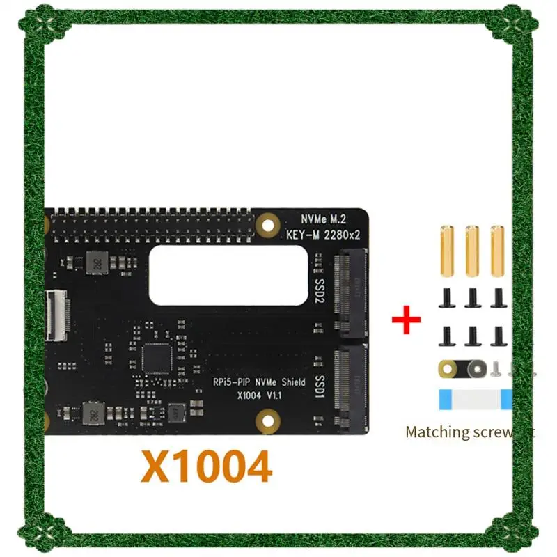 

24-часовая доставка X1004 Raspberry Pi 5 HAT Pcie To M. 2 Плата адаптера Nvme Dual SSD поддерживает Pi5 Double 2280 BOOT от Nvme SSD