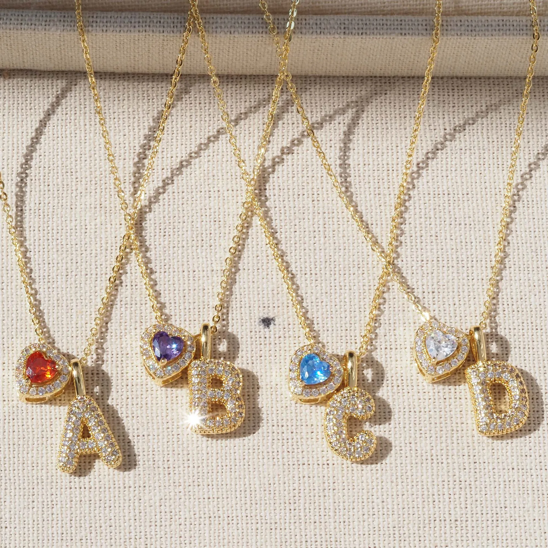Wedding Z - DOREMI Dainty Heart Birthstone Initial Necklace