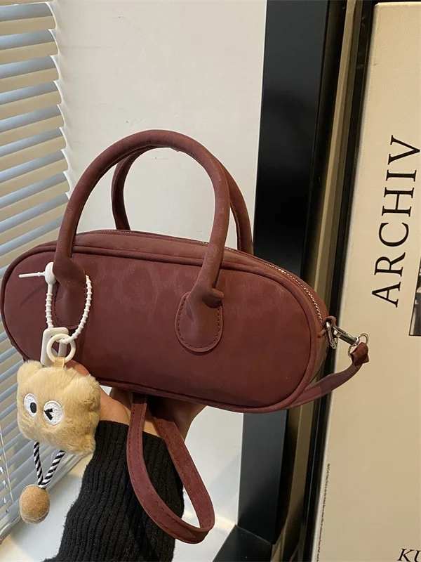 2025 New Handbag Small  Women's Bag Underarm Casual French Bread Bag Simple Rectangular Shape Polyester  Leather H...