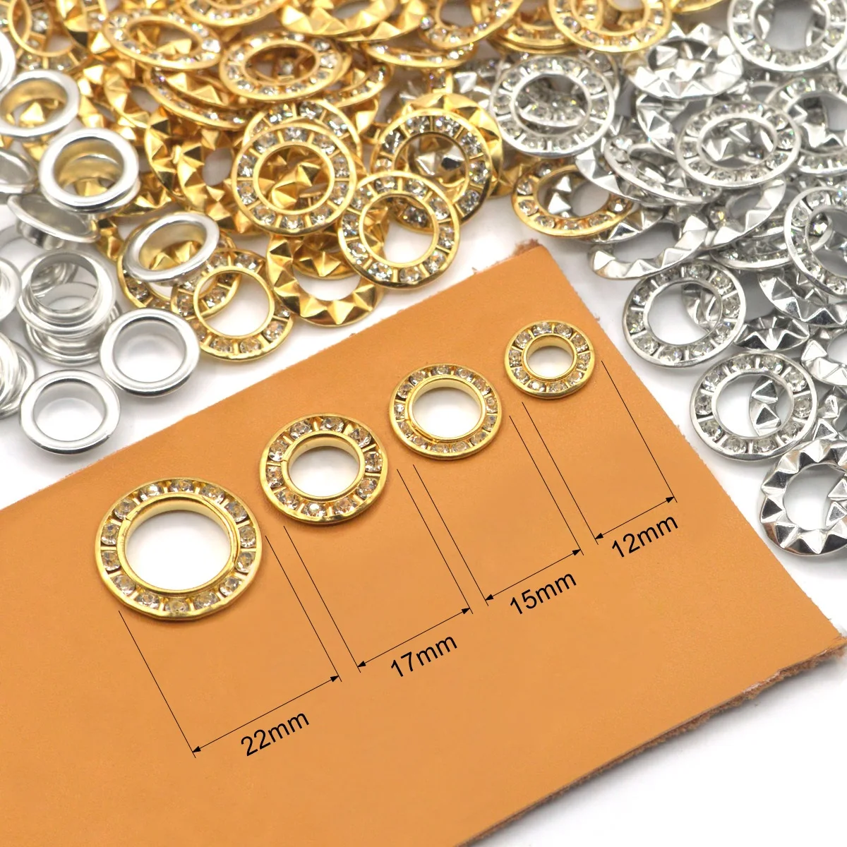 Brass Crystal Rhinestone Grommet Eyelet Fit Leather Craft Shoes Belt Cap Handmade Diy Accessories 12mm 15mm 17mm 22mm Wholesale