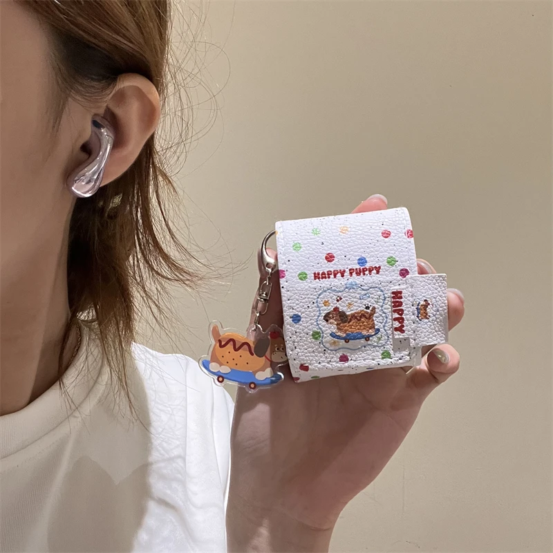 เคสหนังลายการ์ตูนลูกสุนัขน่ารัก ลายตาราง สำหรับ AirPods 1 หรือ 2 3 4 AirPods Pro3 Pro 2