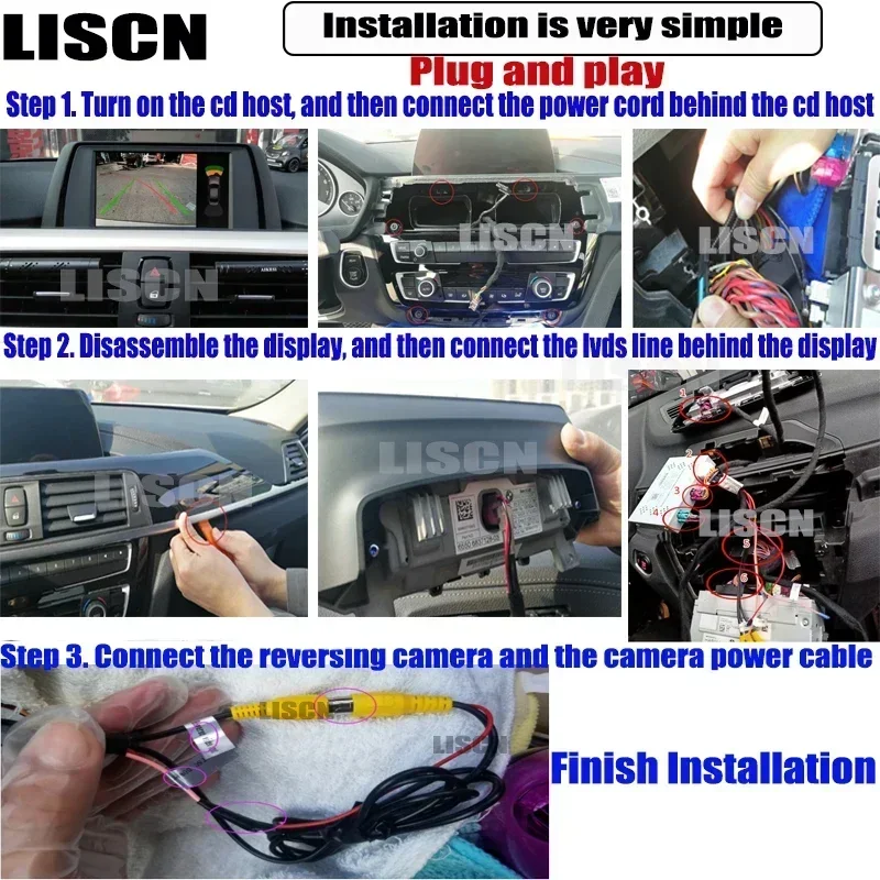 Reverse Camera For BMW 5 Series F07 F10 F11 F18 F90 G31 G30 OEM Screen Plug & Play Night Vision Front Rear View Parking Camera