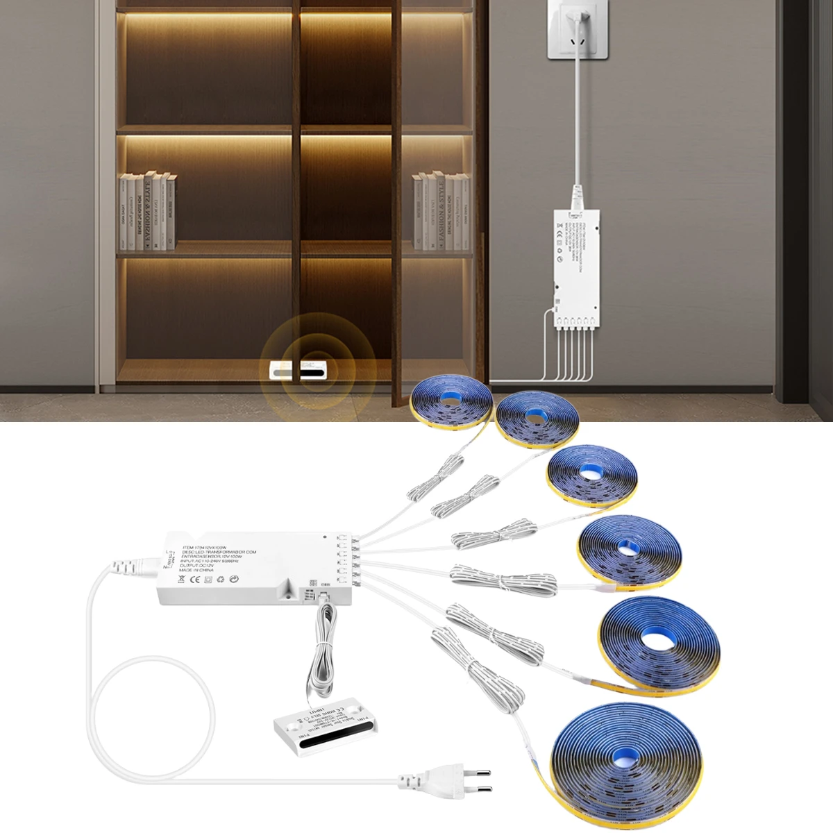 1/2/5/10PCS COB LED Cabinet Lights Strip Double Door Sensor Switch Collect Closet Integrated Proximity Induction Night Lighting