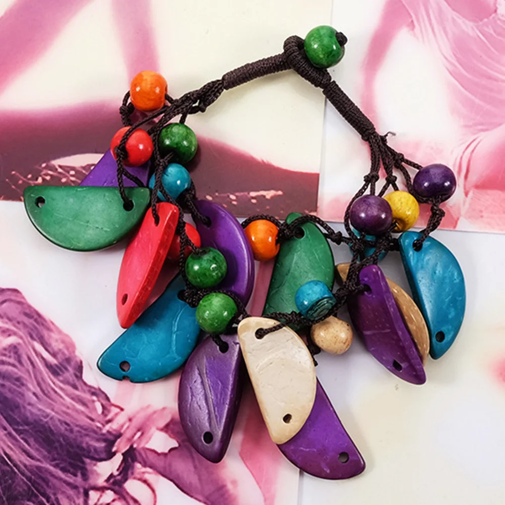 

2Pcs Women Bracelet Wood Bead Bohemian Style Comfortable Wrist Chains Party Daily Wear Bangle Women Bracelet Daily Bangle